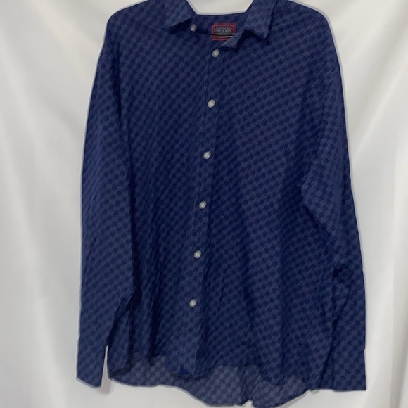 UNTUCKIT MENS SIZE XXXL BLUE GEO SMALL SQUARES Casual Button Down Shirt CLEAN - Picture 6 of 12